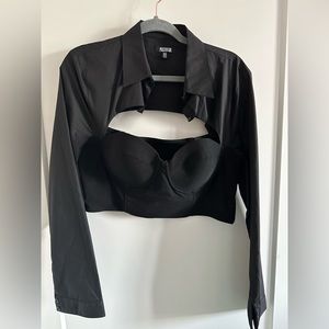 POSTER GIRL NWOT SIZE XXL FROM DOLLS KILL LONG SLEEVE COLLARED CORSET TOP